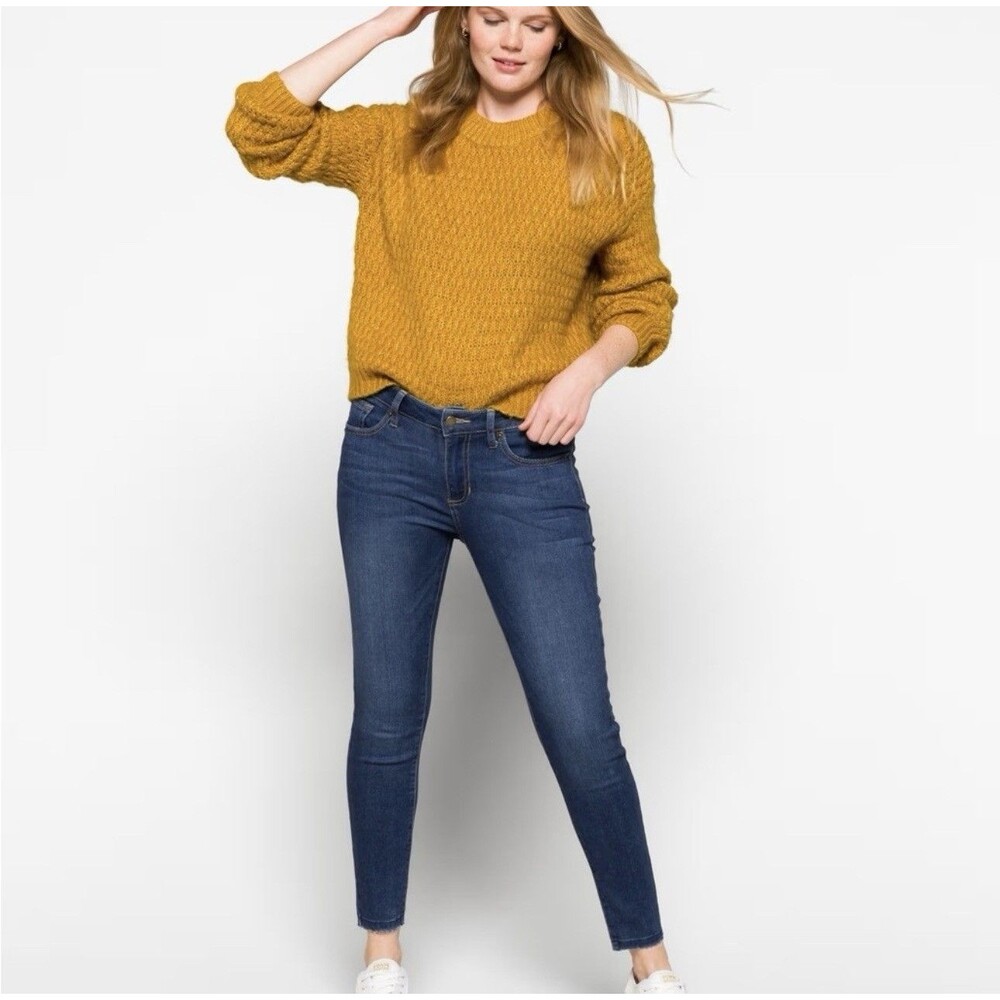 Just USA Jeans Stitch Fix Med Wash Skinny Frayed Raw Hem Mid Rise Denim Jeans-8